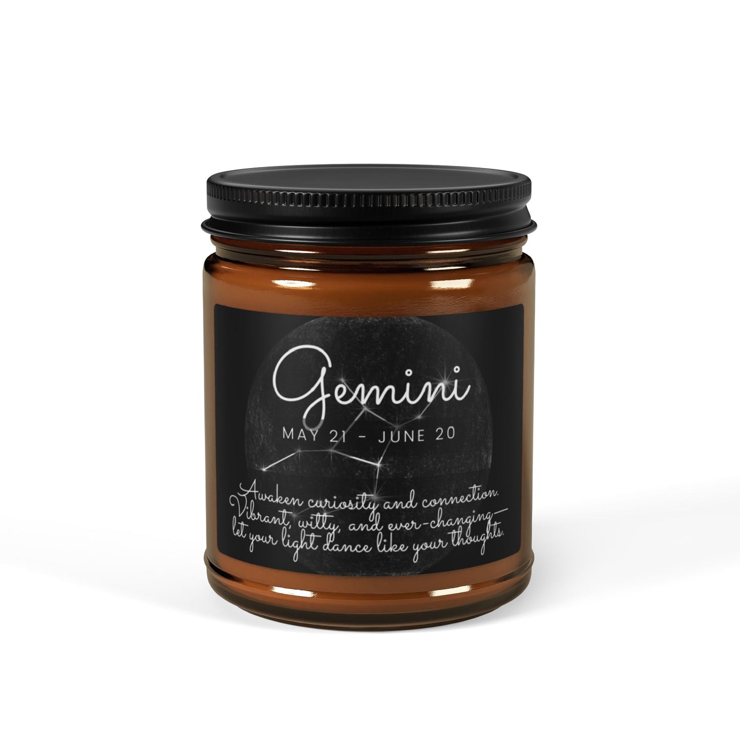 GEMINI ZODIAC SIGN Scented Soy Candle (Multi-Size, Amber Jar)