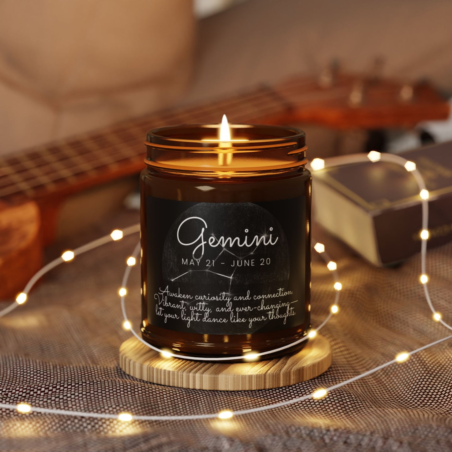 GEMINI ZODIAC SIGN Scented Soy Candle (Multi-Size, Amber Jar)