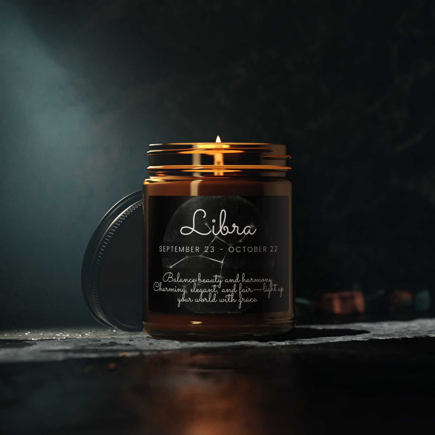 LIBRA ZODIAC SIGN Scented Soy Candle (Multi-Size, Amber Jar)