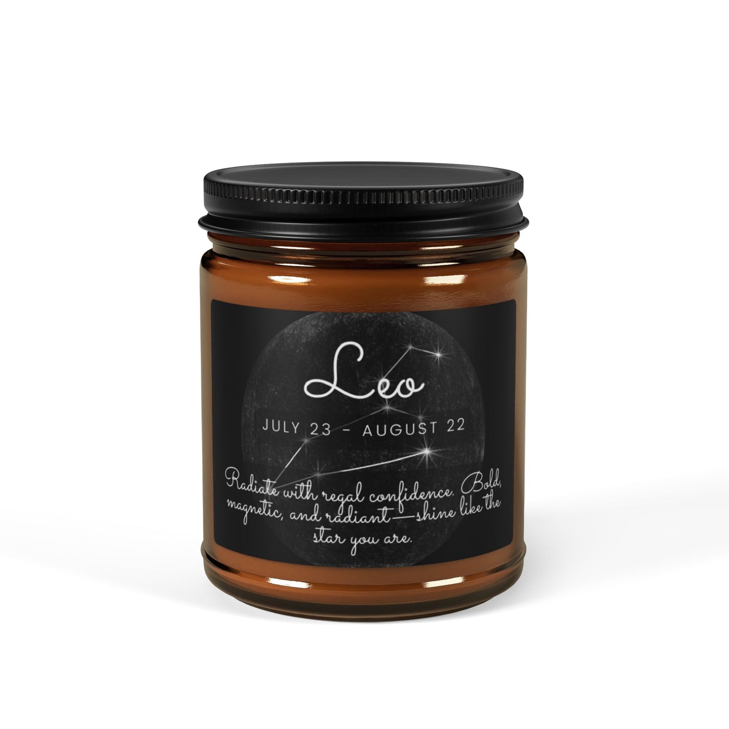 LEO ZODIAC SIGN Scented Soy Candle (Multi-Size, Amber Jar)