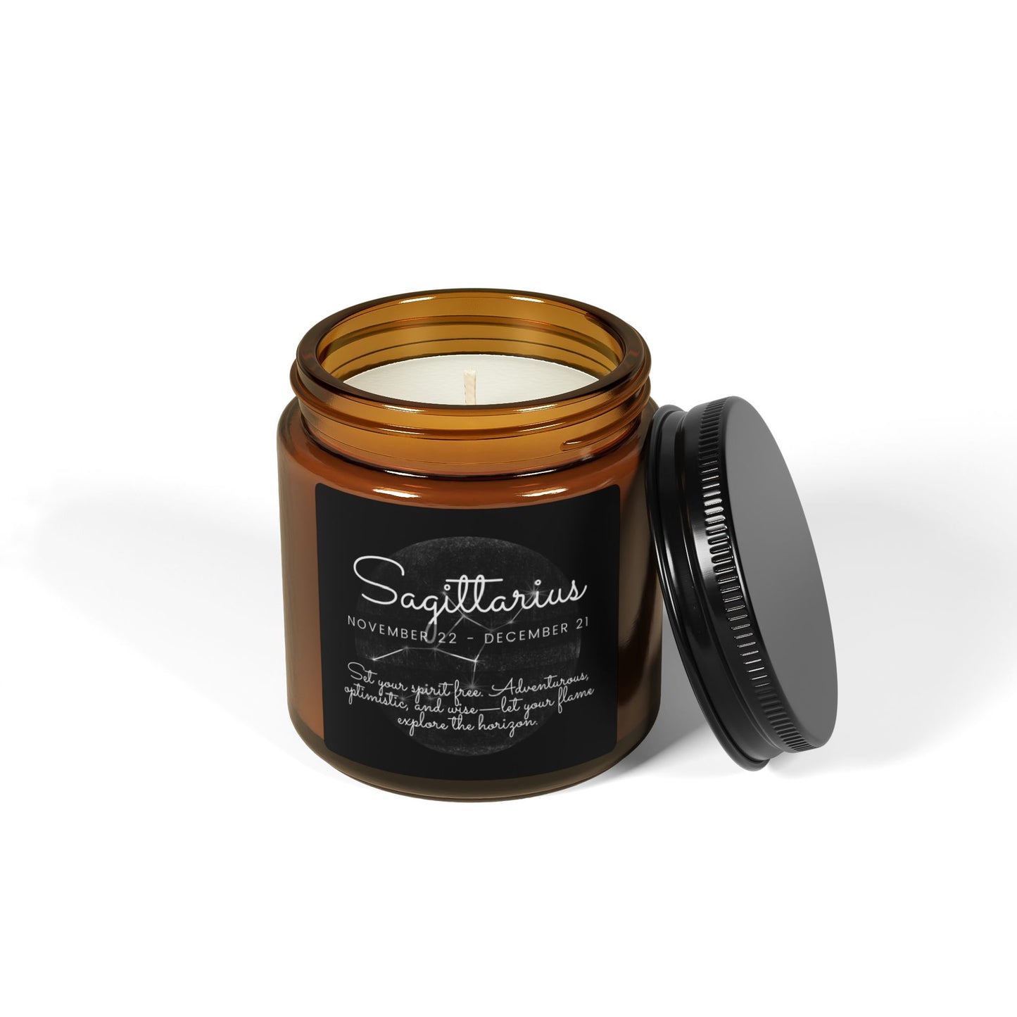 SAGITTARIUS ZODIAC SIGN Scented Soy Candle (Multi-Size, Amber Jar)