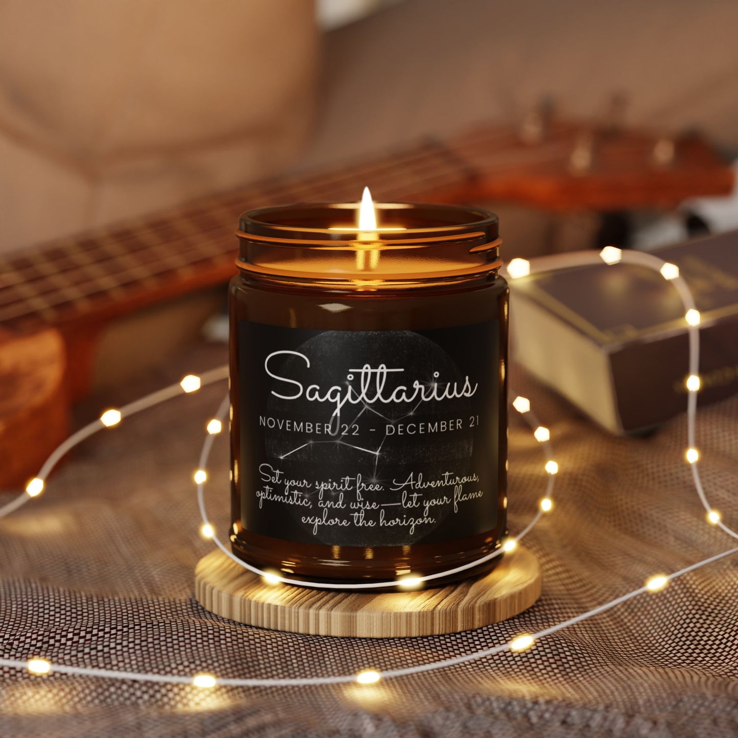 SAGITTARIUS ZODIAC SIGN Scented Soy Candle (Multi-Size, Amber Jar)