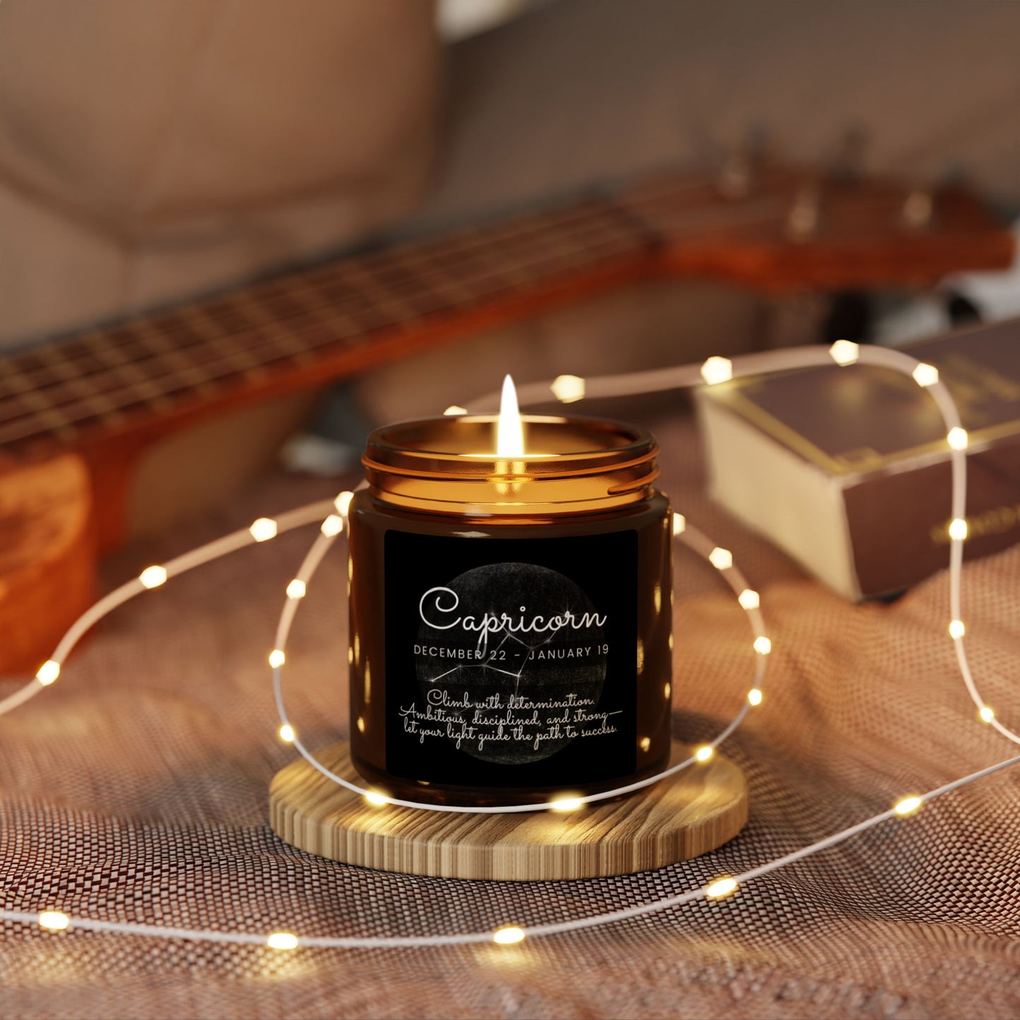 CAPRICORN ZODIAC SIGN Scented Soy Candle (Multi-Size, Amber Jar)