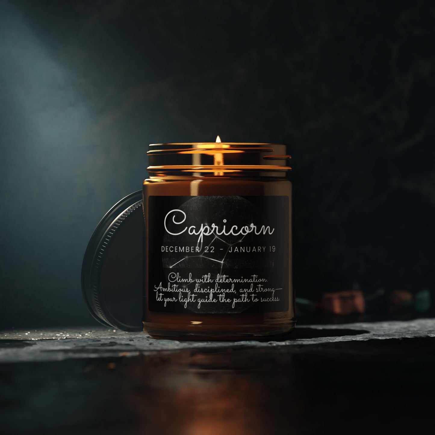 CAPRICORN ZODIAC SIGN Scented Soy Candle (Multi-Size, Amber Jar)