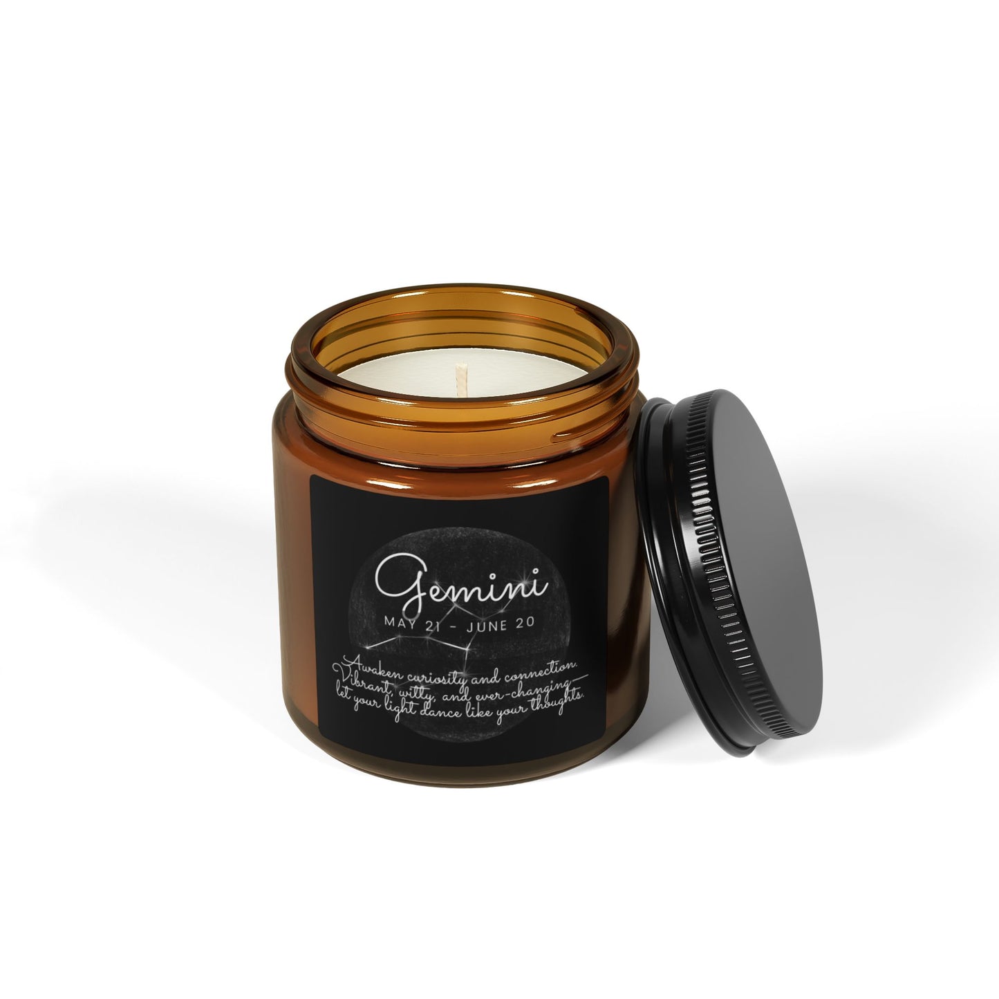 GEMINI ZODIAC SIGN Scented Soy Candle (Multi-Size, Amber Jar)