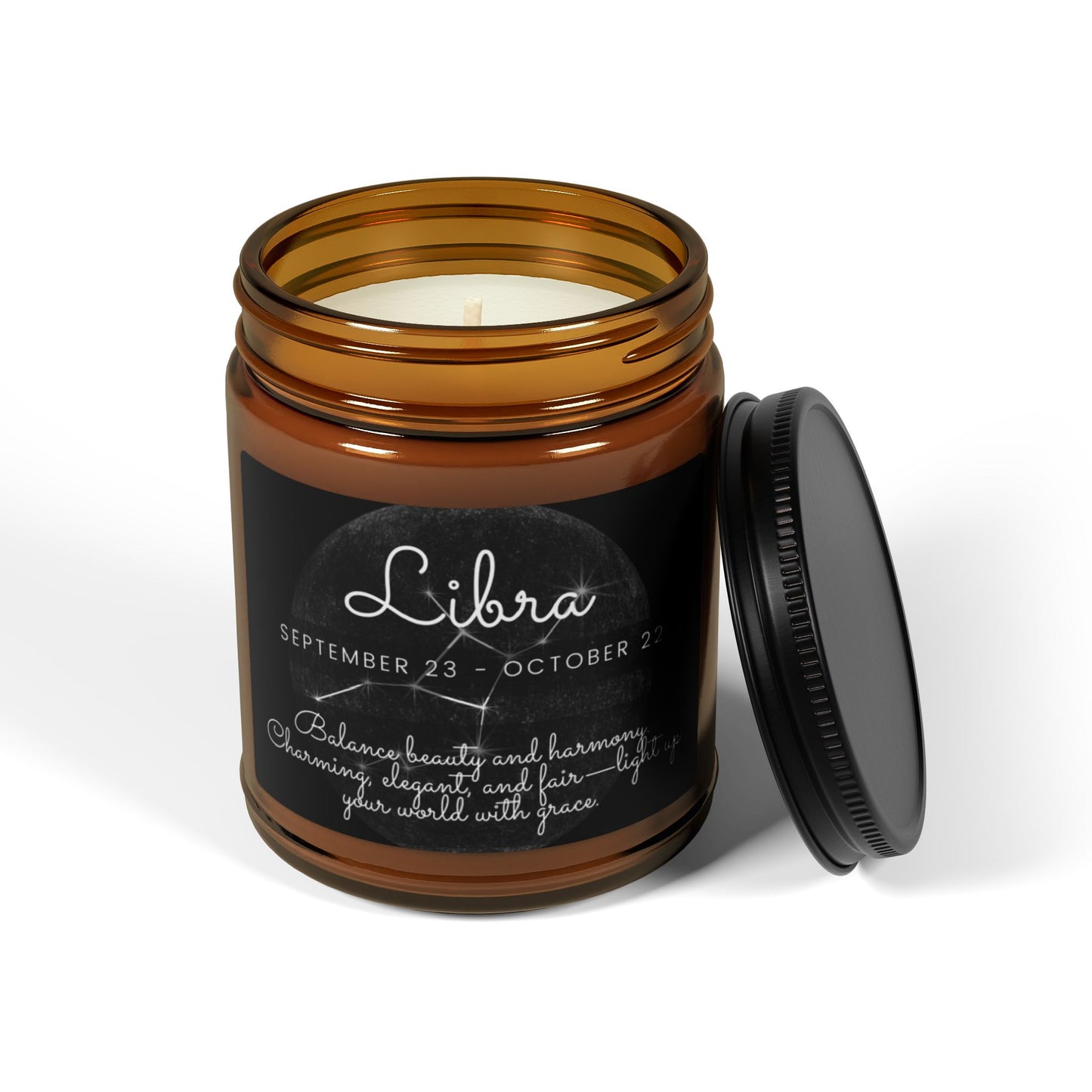 LIBRA ZODIAC SIGN Scented Soy Candle (Multi-Size, Amber Jar)