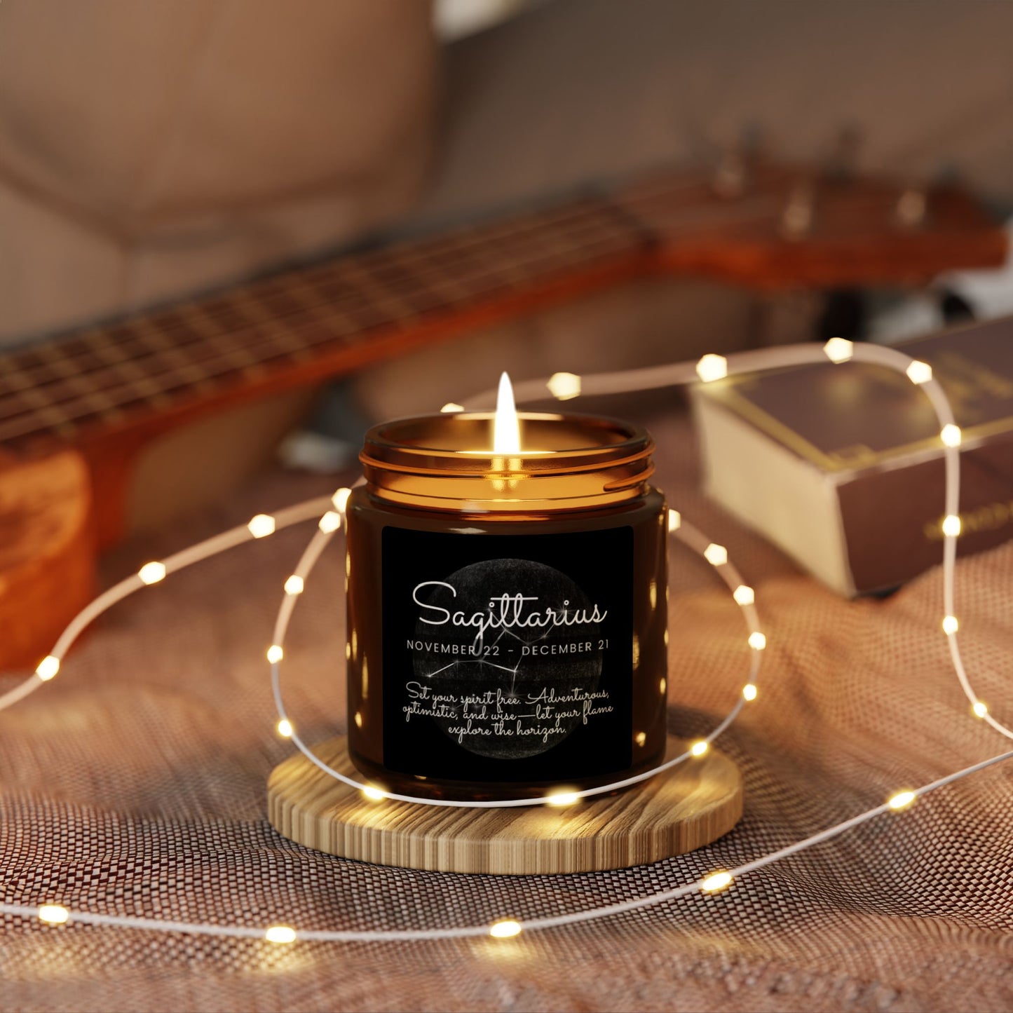 SAGITTARIUS ZODIAC SIGN Scented Soy Candle (Multi-Size, Amber Jar)