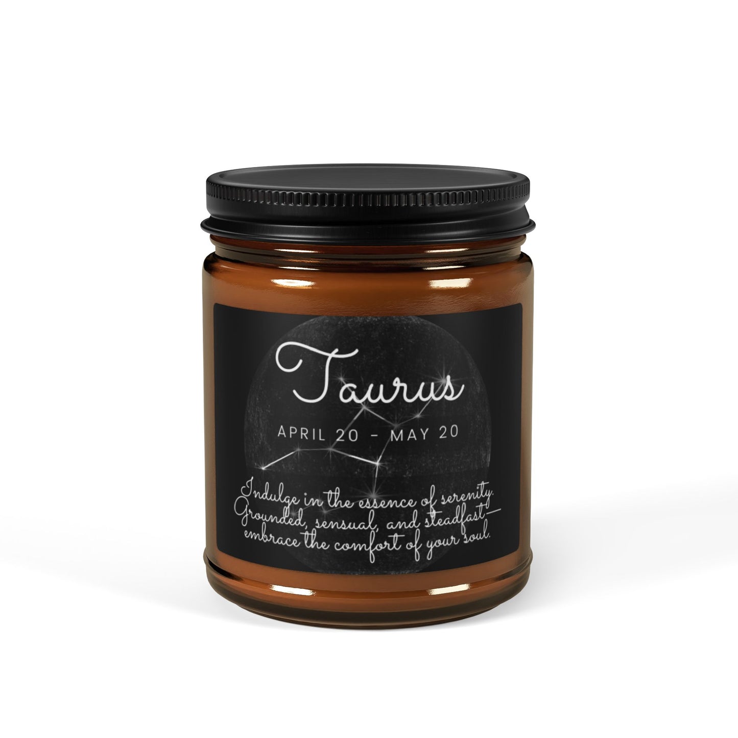 TAURUS ZODIAC SIGN Scented Soy Candle (Multi-Size, Amber Jar)