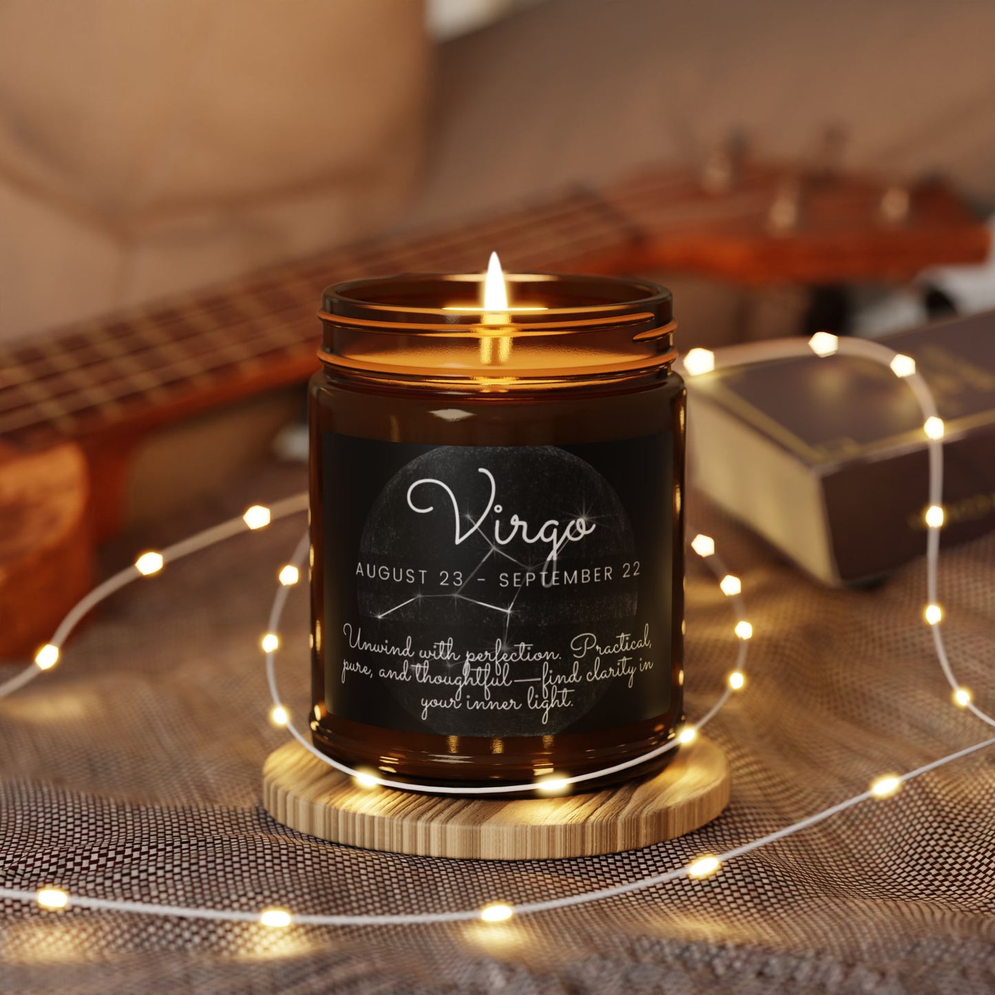 VIRGO ZODIAC SIGN Scented Soy Candle (Multi-Size, Amber Jar)