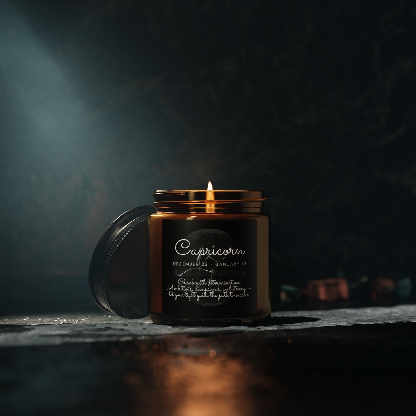 CAPRICORN ZODIAC SIGN Scented Soy Candle (Multi-Size, Amber Jar)