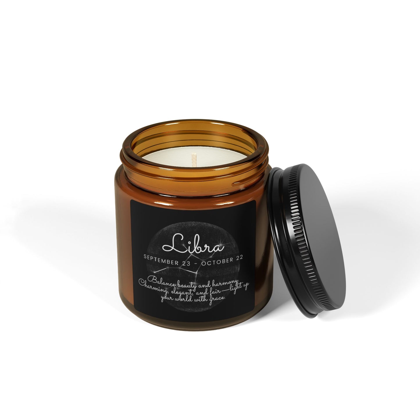 LIBRA ZODIAC SIGN Scented Soy Candle (Multi-Size, Amber Jar)