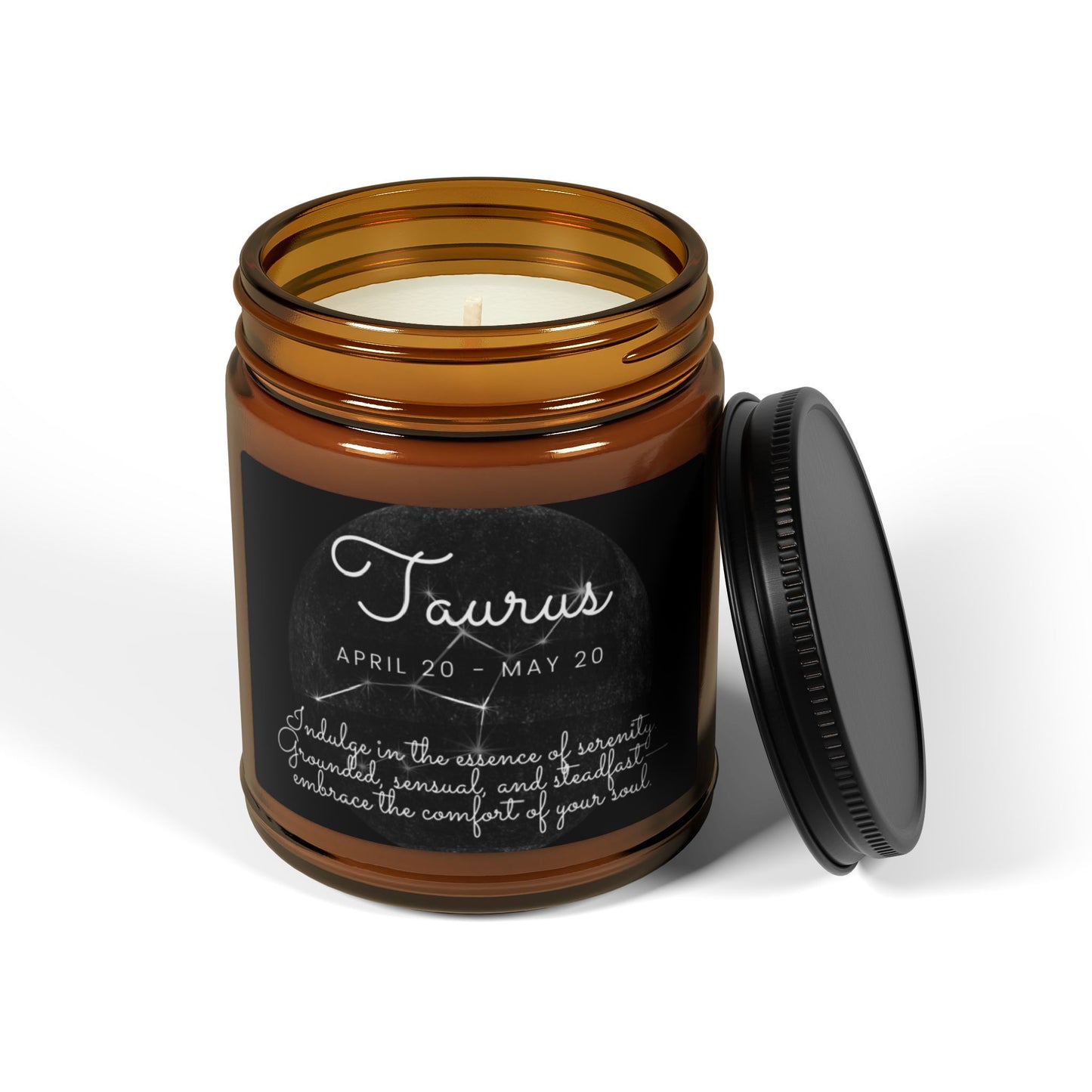 TAURUS ZODIAC SIGN Scented Soy Candle (Multi-Size, Amber Jar)