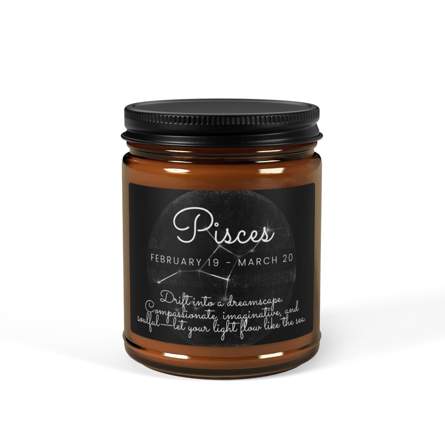 PISCES ZODIAC SIGN Scented Soy Candle (Multi-Size, Amber Jar)