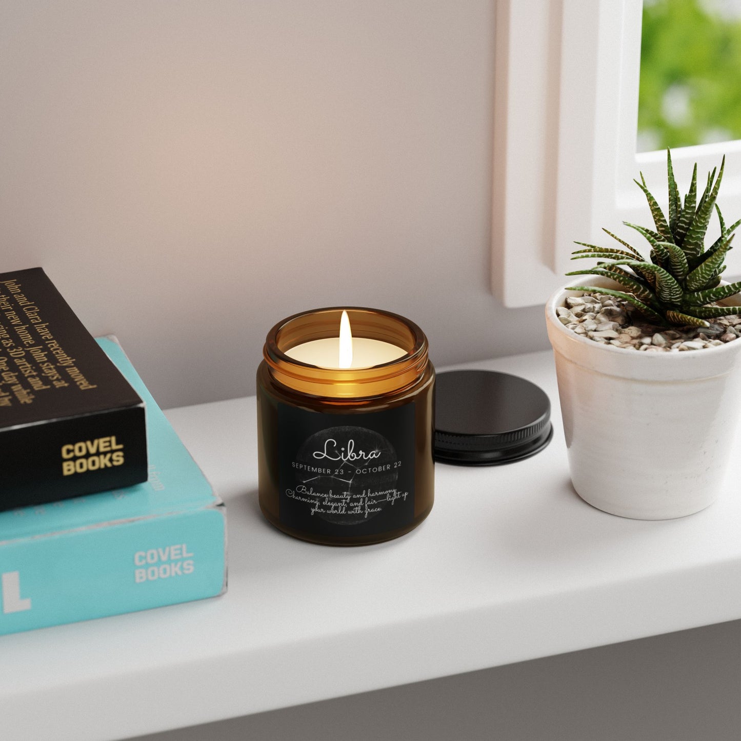 LIBRA ZODIAC SIGN Scented Soy Candle (Multi-Size, Amber Jar)