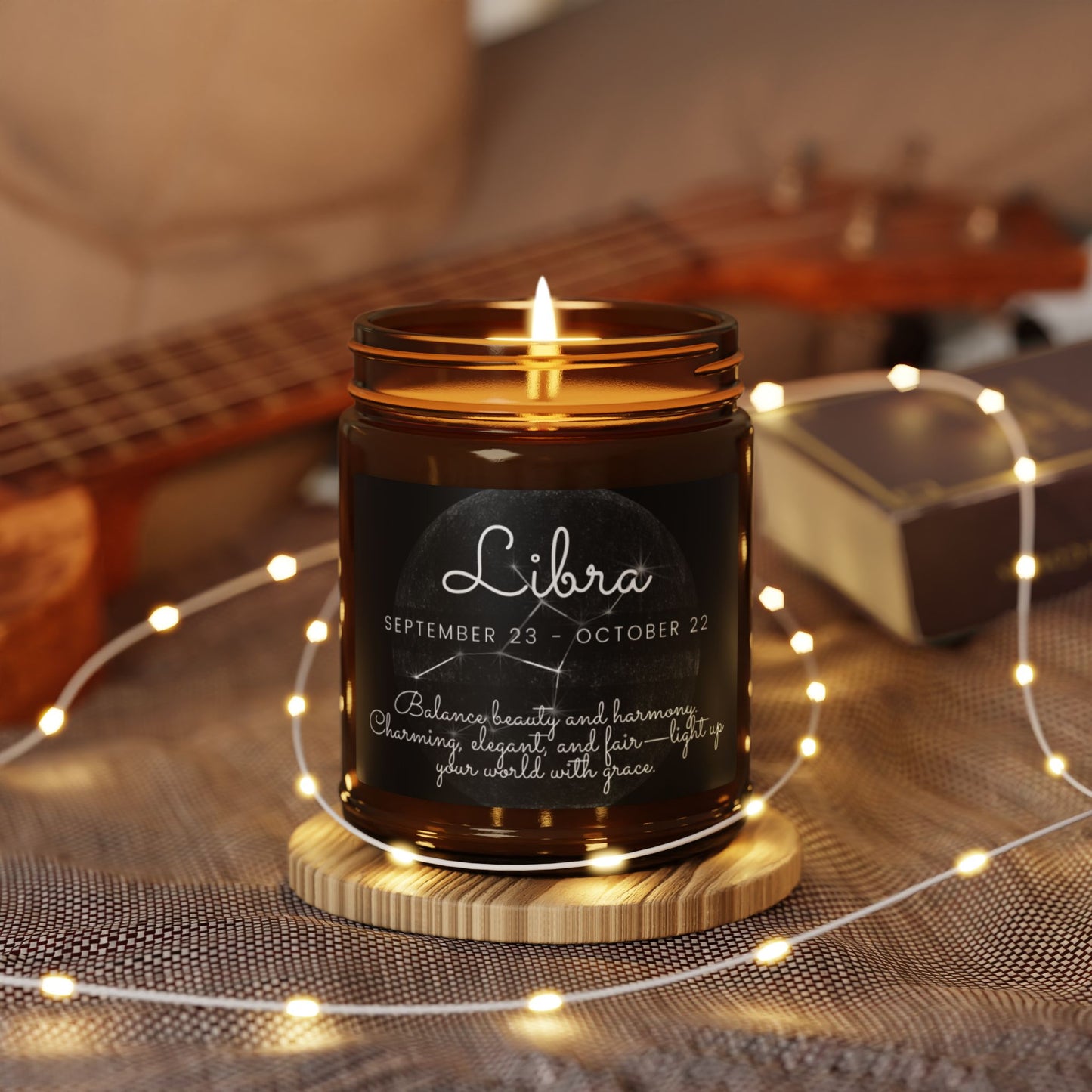 LIBRA ZODIAC SIGN Scented Soy Candle (Multi-Size, Amber Jar)