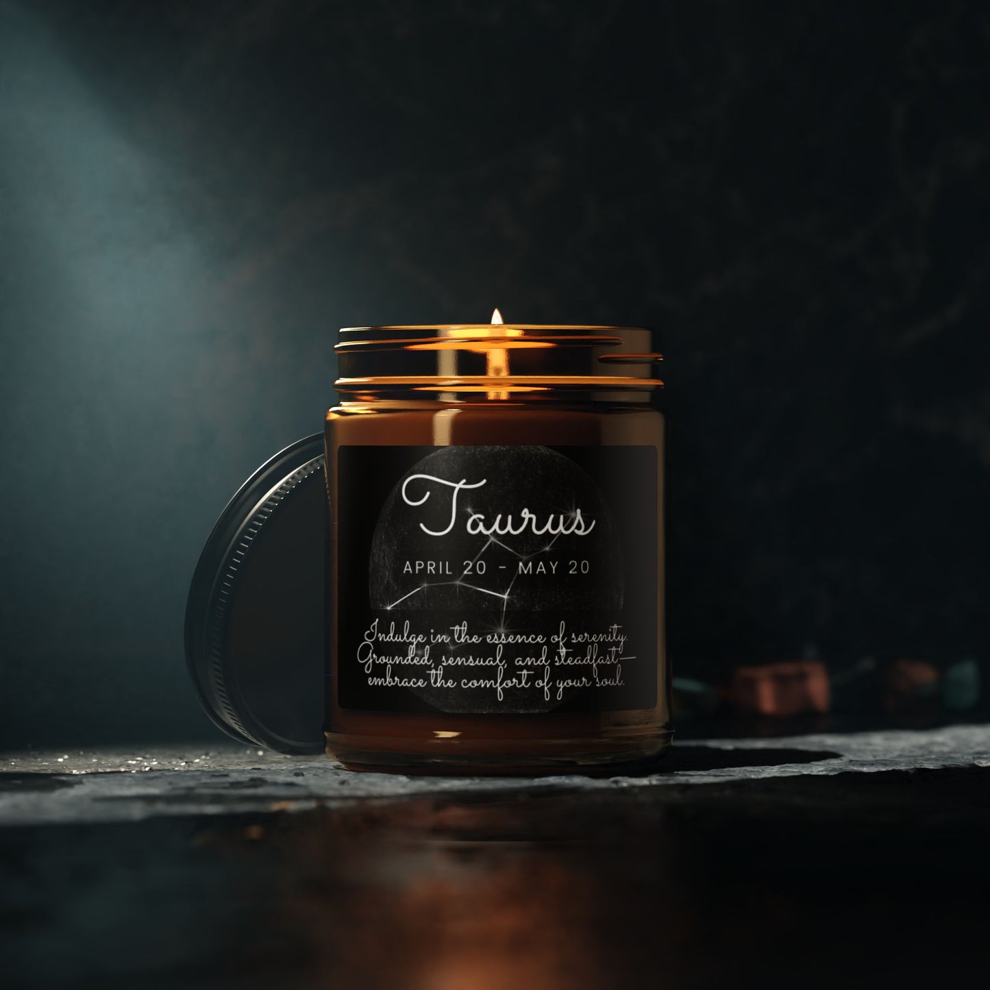 TAURUS ZODIAC SIGN Scented Soy Candle (Multi-Size, Amber Jar)