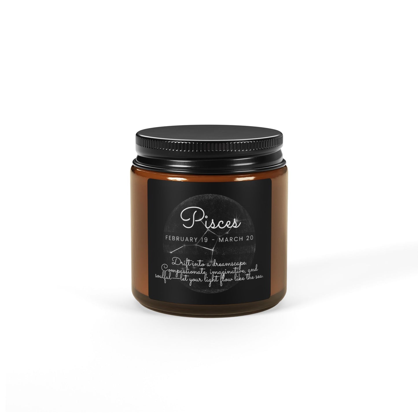 PISCES ZODIAC SIGN Scented Soy Candle (Multi-Size, Amber Jar)