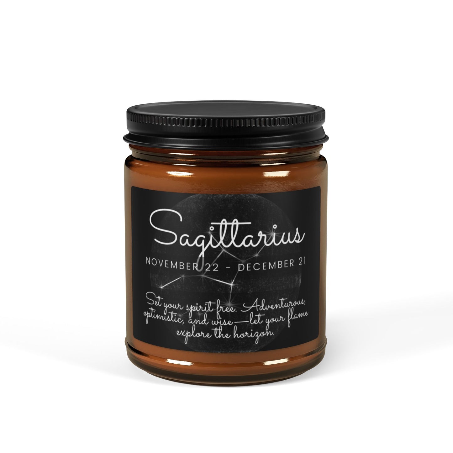 SAGITTARIUS ZODIAC SIGN Scented Soy Candle (Multi-Size, Amber Jar)