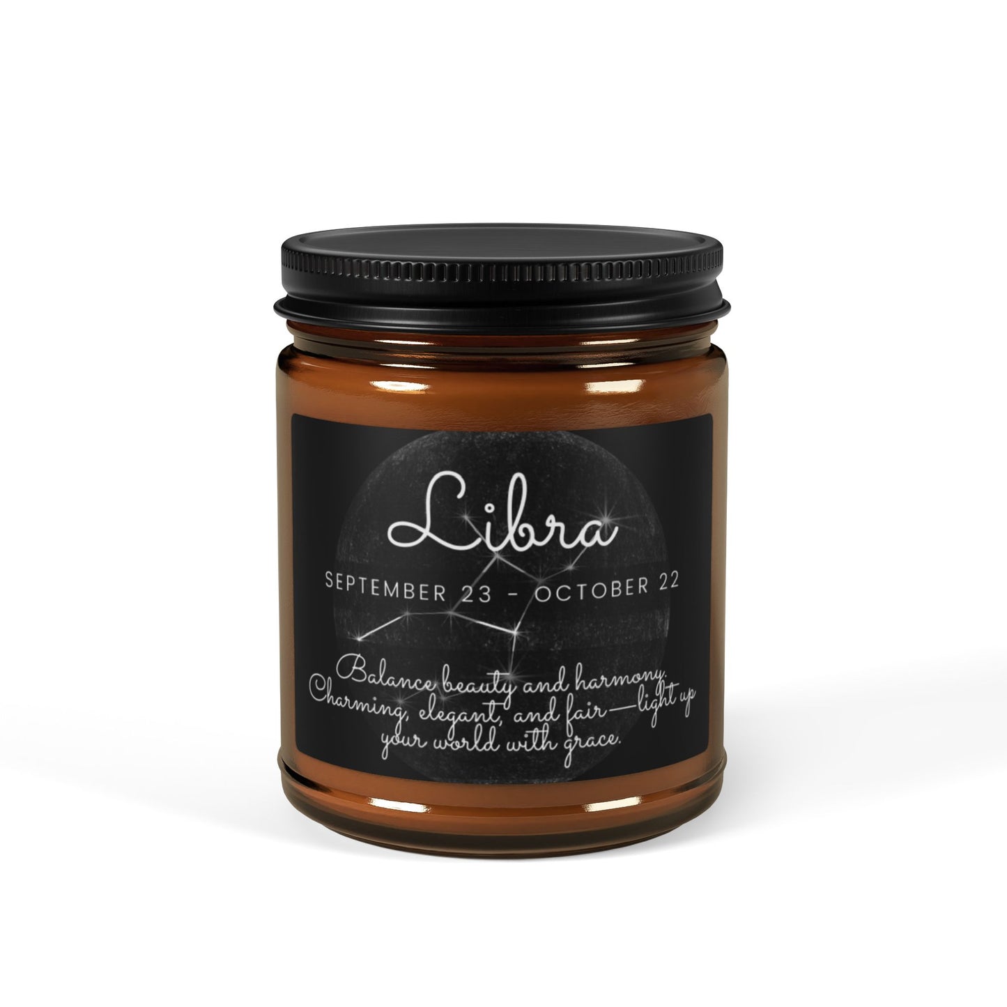 LIBRA ZODIAC SIGN Scented Soy Candle (Multi-Size, Amber Jar)