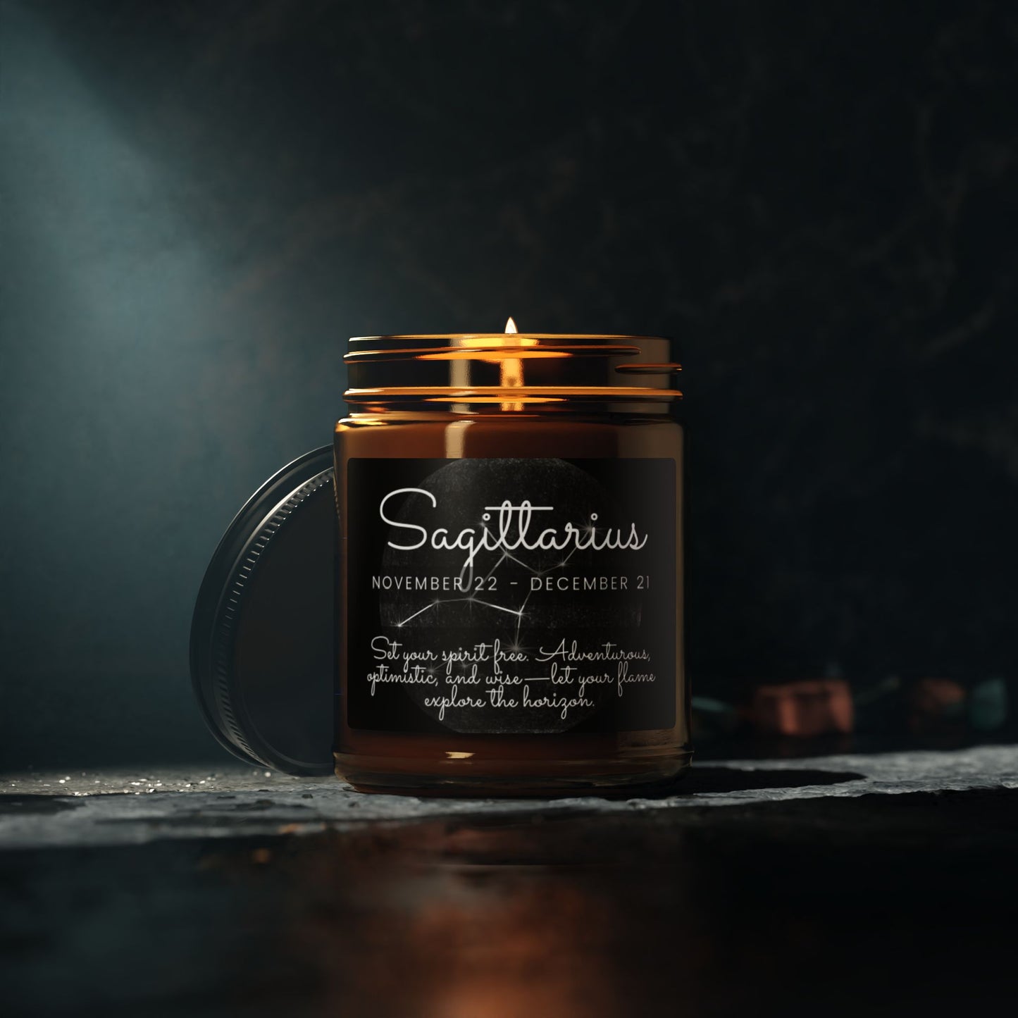 SAGITTARIUS ZODIAC SIGN Scented Soy Candle (Multi-Size, Amber Jar)